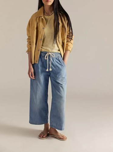 yoeasy Women's Wide Leg Jeans Mid Rise Stretchy Straight Leg Baggy Drawstring Casual Denim Pants2