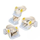 Figoday 三折式階段付き子供用補助便座高さ調節可能折りたたみ式男の子女の子兼用浴室トイレトレーニング補助器具|滑り止め設計安全安心コンパクト収納 (ブルー)