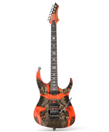 Leo Jaymz Tsunami Deluxe Mahogany Body & Roasted Maple Neck, HH Pickups with Rail, Double-Locking...