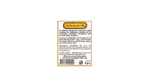 Siddhalepa Herbal Ayurvedic Balm (5g / 0.17oz) - Afbeelding 4