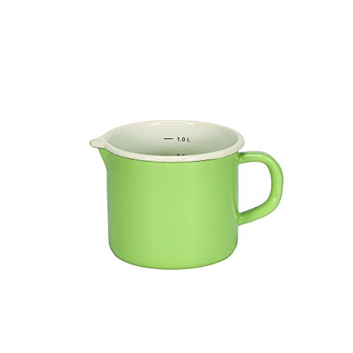 Karl Krüger 17012PAG Milchtopf mit Ausguss Juist, Emaille, grün, 12cm, Hellgrün
