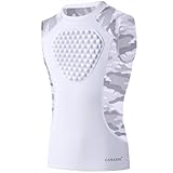 Cabasse Youth Chest Protector, Heart-Guard/Sternum Protection Shirt for Baseball, Football, T Ball, Lacrosse & Goalies (Medium, White/Camo (Crewneck))