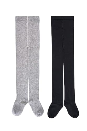 Dagi Aksesuar Kız Çocuk 2'li Külotlu Çorap, Pamuklu, Örme, Grimelanj / Siyah, 26-28