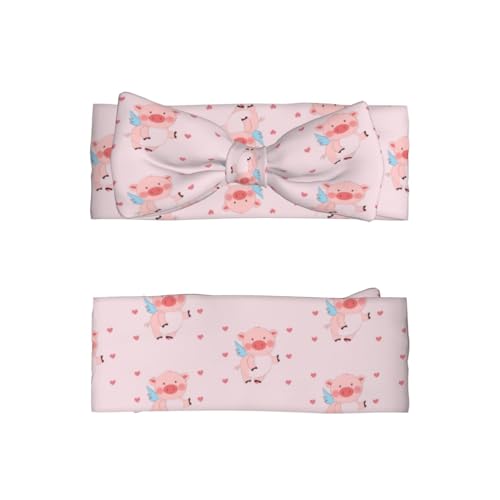 cartoon flying pig Prints Baby Bow Headband Super Stretchy Soft Bows Hair Accessories for Newborn Infants Toddlers Kids Girls2