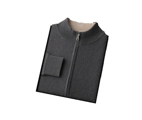 Men Zipper Cardigan Mock Neck Long Sleeve Knitwear Sweater Casual Stand Collar Cardigan