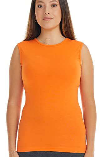 Image of ESTEEZ Women's Sleeveless Fitted Tank Top - Stretch Cotton Blend, Layering Essential