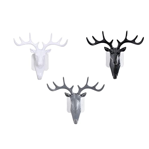 JCYUANI 3 Pack Coat Hooks Creative Antlers Key Hooks for Wall Wall Decoration Hook No Drilling and No Trace Installation of Deer Head Hook for Hanging Clothes Hanging Keys