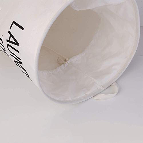 LessMo 17.7 Kordelzug Wäschekorb Lagerung Sorter, Pop-Up Wäschekorb Faltbar, wasserdichte Runde Baumwolle Leinen für Schlafzimmer Lagerung Baby Kleidung Spielzeug