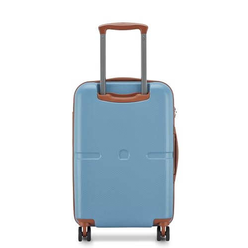 Image of DELSEY PARIS Juliette 55 cms Small Cabin ABS /Polycarbonate Hard Sided 8 Wheels and Expandable Spinner Suitcase /Trolley Bag for Travel with TSA Lock- Blue