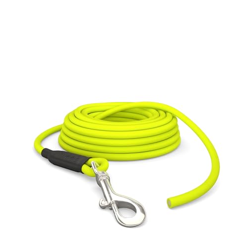 5m Schleppleine Hunde, Wasserfeste Hundeleine Rundleine ohne Schlaufe, Sichere Freilauf-Trainingsleine Neon-Gelb, bis 35kg