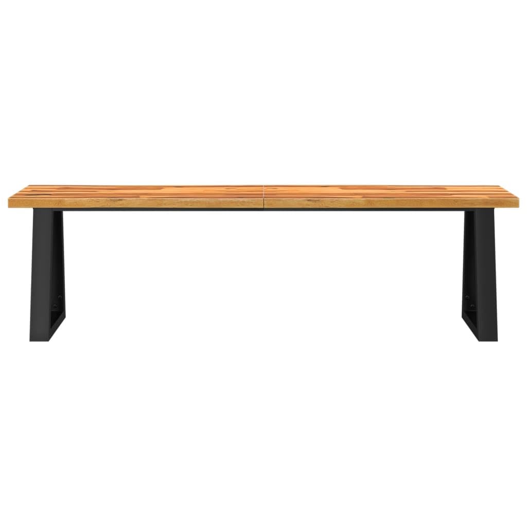 Banco de madera maciza de acacia con patas en U, 160 cm