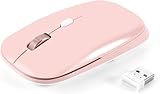 PINKCAT Wireless Flat Mouse, 2.4G Optical Mouse for Laptop, PC, Chromebook, Notebook, Especially Designed for Computer Bags (Pink)