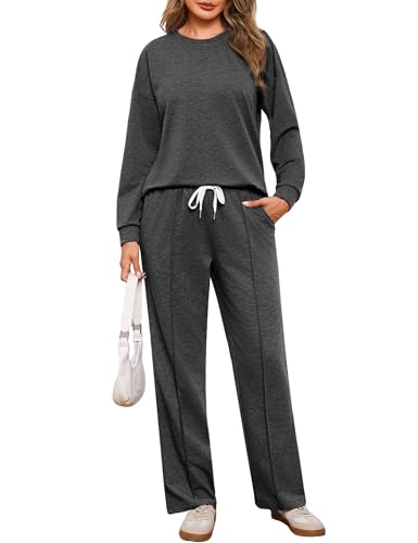 Terecey Conjunto Deportivo Mujer 2 Piezas Sudadera Manga Larga y Pantalón Largo Chándal Mujer Completo Ropa Deportiva Casual para Fitness Yoga Correr