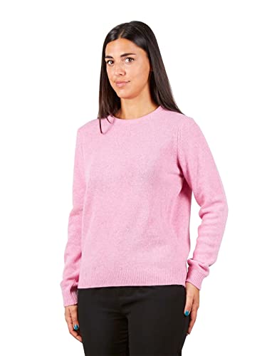 BRUNELLA GORI Suéter con Cuello Redondo de Mujer con Diamantes de imitación Diamantes de imitación con Forma de corazón en el Cuello - 100% Lana Color Rosa - Talla XL Cover