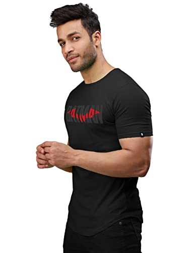 Image of The Souled Store Men's Official Dc: Batman Logo Printed Supima Drop Cut Standard Fit T-Shirts