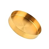 Amosfun Bandeja De Almacenamiento Ligera De Lujo Titular De Almacenamiento De Joyas Plato De Almacenamiento Redondo Envases De Aperitivos Para Topper De Escritorio Acero Inoxidable Golden