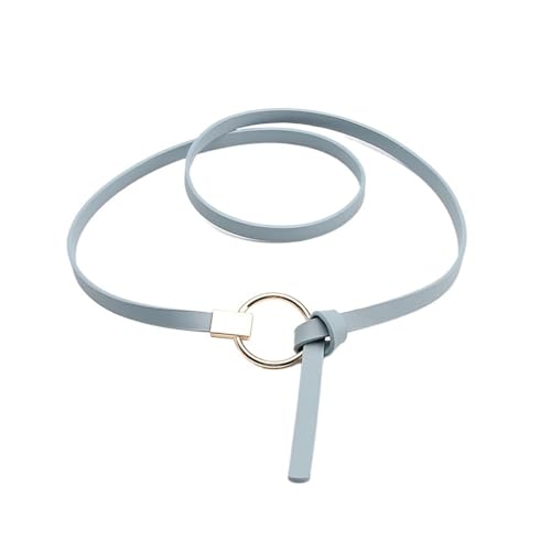 Fashion PU Leather Women's Belt – Slim Waist Belt with Round Buckle for Dresses, Jeans & Casual Outfits – Adjustable Elegant Waistband (Multiple Colors)(Light blue)
