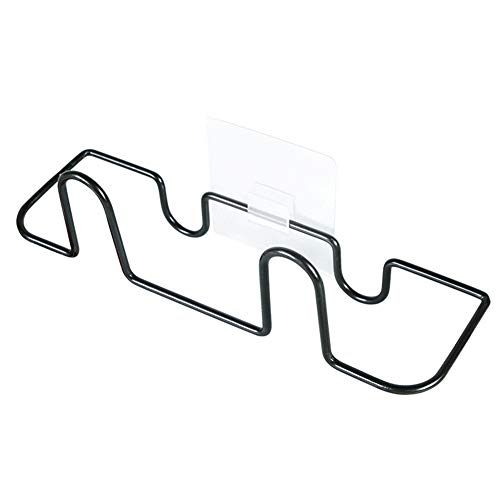 CUSROS Étagère murale adhésive en fer pour ranger des chaussons ou des chaussures - Pour économiser de l'espace - Noir - Taille unique