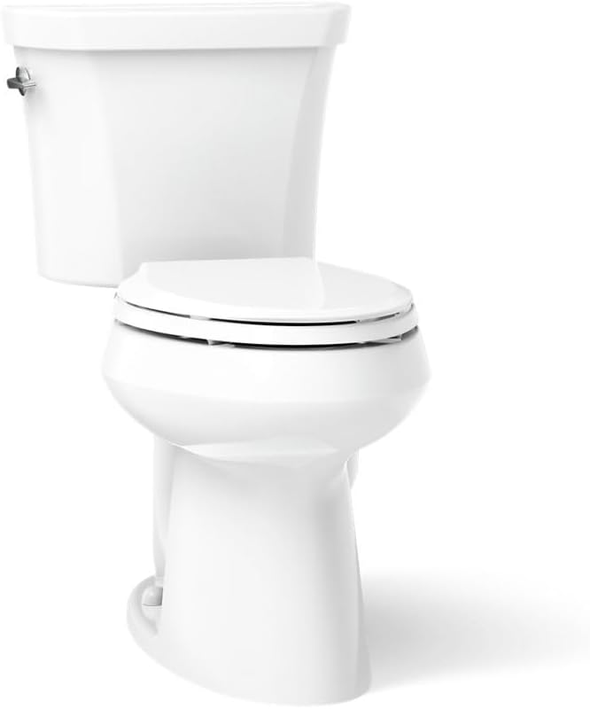 Kohler K-6393-0 Highline Comfort Height Two-Piece Elongated Dual Toilet with Class Five Flush Technology and Left-Hand Trip Lever White