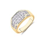 CTIEIP 9K 14K 18K Yellow Gold 1.15 Carat Diamonds Men's Ring Cluster Diamond Engagement Wedding Ring for Men Micro Pave Diamond Ring for Men Size 4-15