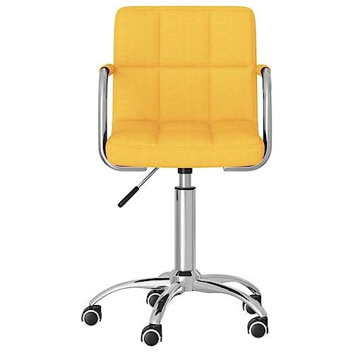Chaise pivotante de bureau jaune moutarde avec coussin réglable - 4