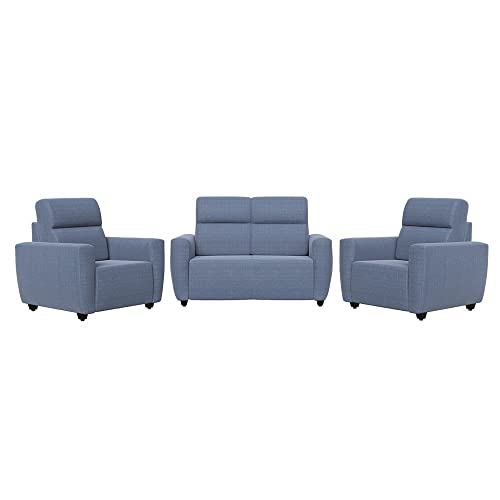 Image of Wakefit Sofa Set | 3 Year Warranty | Sofa 4 Seater, 4 Seater Sofa for Living Room, Wooden Sofa Set, Sofa Set 2+1+1 Seater - Belize(Omega : Blue)