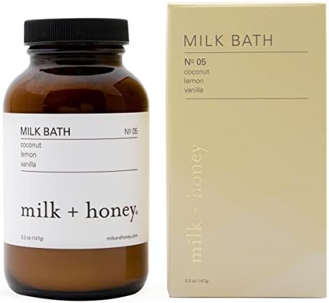 milk + honey Milk Bath No. 05, with Coconut Oil, Vanilla, and Lemon and Peel Oil, Moisturizing, Luxurious Milk Bath, 5.3 Ounces