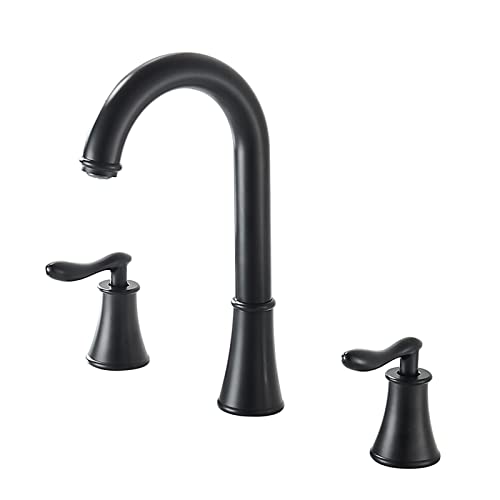 Mitigeur de lavabo noir fendu 3 trous robinet de salle de bains eau chaude froide en laiton