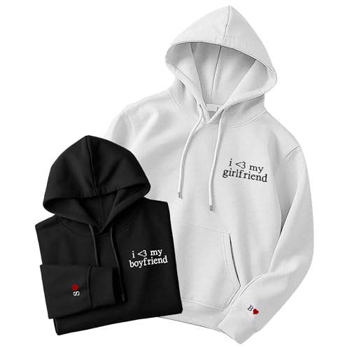 Custom Embroidered Couple Sweatshirt, I Love My Boyfriend, Sentimental Gifts For Him, Boyfriend, Couples Matching Sweatshirt Shirt, Gift For Valentine, Long Distance Couple Gifts, Personalized Gift2