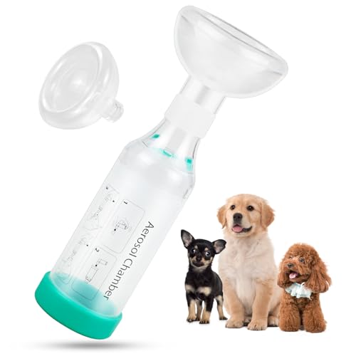 Image of Dog Handheld Inhaler Spacer with 2 Canine Masks Helps with Breathing & Delivering Medication Fits