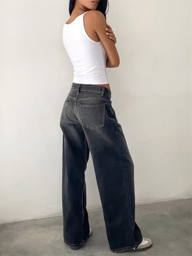 Women Y2k Low Rise Jeans Baggy Straight Leg Boyfriend Denim Pants with Pockets Vintage Loose Fit Trendy Streetwear3