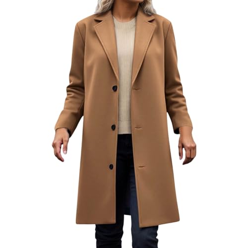 Manteau boutonné coupe féminine : veste de mi-saison longue et polyvalente