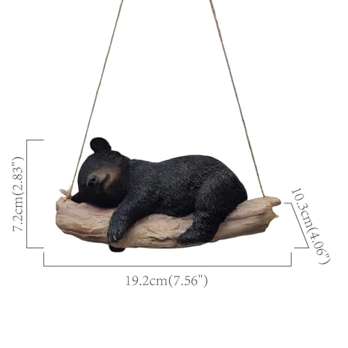 Figura colgante de oso cachorro suspendido en resina negra miniatura 5