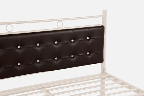 Image of Zuno Metal Queen Size Bed Without Storage | Wrought Iron Double Bed with Headboard & Footboard | Sturdy Powder Coated Platform Bed Queen Size Cot for BedroomLivingRoom Ivory (75x60)