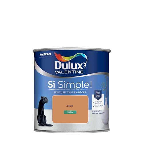 Dulux Valentine Peinture Si Simple Peinture Intérieure Toutes Pièces - Peinture Mur et Plafond, Porte et Plinthe - Couleur : L'Ocre - 0,5 L