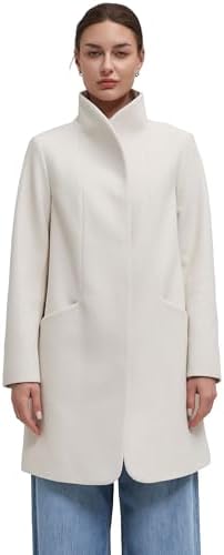 IKAZZ Women's Warm Trench Coat, Mid-Length Single Breasted Stand ...