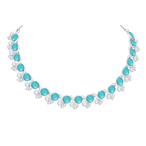 Atasi International Crystal Necklace Jewellery Set with Earrings for Women and Girls| Stylish Accessory for Parties, Weddings, and Festivals | Ideal Gift for Special Occasions