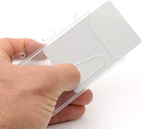 CKB Ltd® 10x Clear Enclosed Rigid with Ejection Slot Closed Faced ID Card Badge Holders Single Sided Horizontal/Landscape Identity Plastic Pass Protector - Holds a 86mm 54mm cr80 Credit Card Sized
