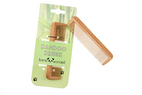 Bamboo Small Hair Comb - Bamboo Wonder 100% Eco-Friendly Mustache Beard Comb with Fine & Coarse Teeth for All Hair Types – Wooden Pocket Comb with Carrying Pouch. By Bamboo Wonder