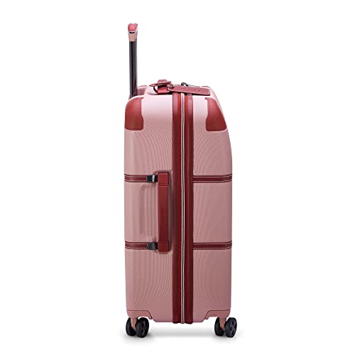 Image of DELSEY PARIS Chatelet Air 2.0 Checked Suitcase 24 Inch Medium, Hardside Polycarbonate Luggage, Dual-Density Spinner Wheels, TSA Lock, Pink