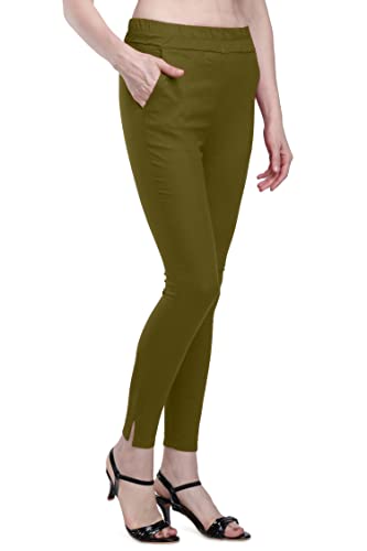 Image of Plus Size Slub Lycra Trouser Cigarette(Pencil) Pants Sizes(26 to 44)