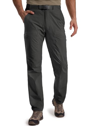 FREE SOLDIER Mens Hiking Pants Lightweight Stretch Nylon Waterproof Quick Dry Travel Fishing Outdoor Pants (Deep Black 34W/30L)