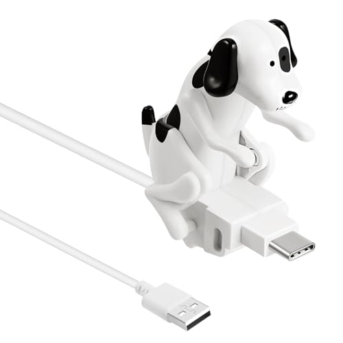Frienda Dog Charging Cable Dog Smartphone Funny USB Cable USB Data Transmission Mini Graduation Season Gift Presents for Charging of Mobile Phones Only Compatible with Type-c(White Spot Style)