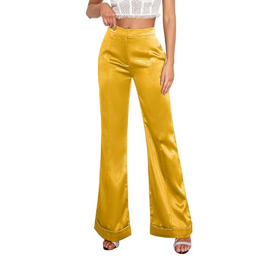 D&M Women's Dress Pants Wide Leg High Waist Flare Pants Work Pants Business Office Casual Lounge Pant Trousers with Pocket
