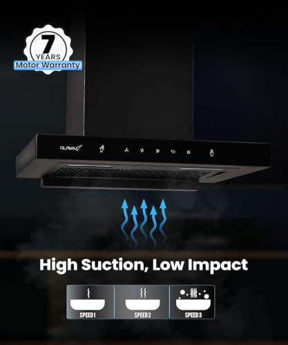 Image of Ruwa Jade 60 cm Auto Clean Filterless Kitchen Chimney, 1250 m /hr Powerful Suction, T-Shape Wall Mounted Design, Motion Sensor & Touch Control, Oil Collector, Installation Kit Included