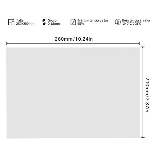 ELEGOO 5PCS FEP Película para Impresora 3D ELEGOO Saturn Mono MSLA 200 * 260 MM 0,15 mm de Espesor con 95% de… - Imagen 5
