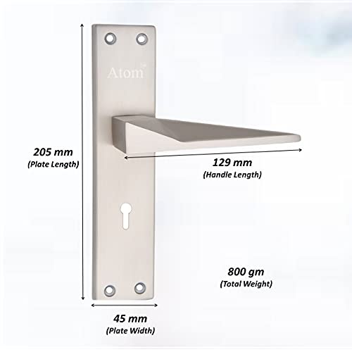 Image of Atom Heavy Duty Mortise Door Lock for Bedroom, Living Room, Main Door, Silver Satin Finish | 3 Keys | 6 Lever Double Stage Lockset for House Hotel Office(802KY)