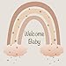 Welcome Baby Gästebuch Babyparty beige gold Regenbogen Buch Babyshower Erinnerung Baby Party Gastgeschenk | Geschenk für werdende Eltern zur Geburt: blanko 80 Seiten 21cm x 21cm (quadratisch)
