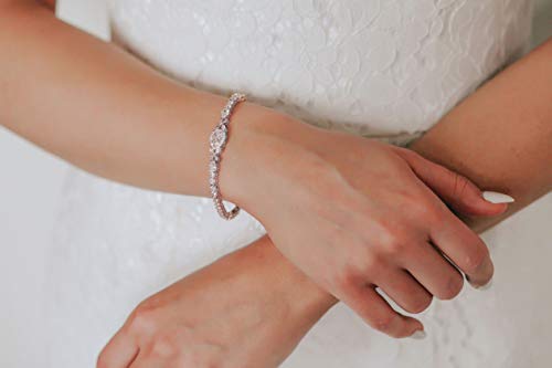 SWEETV Cubic Zirconia Teardrop Tennis Bracelets for Wedding Bridal Jewelry, Crystal Rhinestone Bracelets for Brides, Bridesmaid, Women3