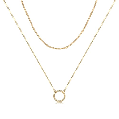 BodyBonita 2/3 Piezas Collar Mujer en Capas, Delicada Collar Personalizado Chapada en Oro de 16 Quilates, Conjunto de Colgante Plata Mujer Apilables con Boho Ajustables Cadena